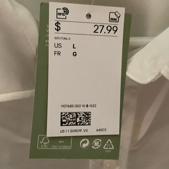 New white satin blouse from H & M. Size Large - Picture 3 of 6